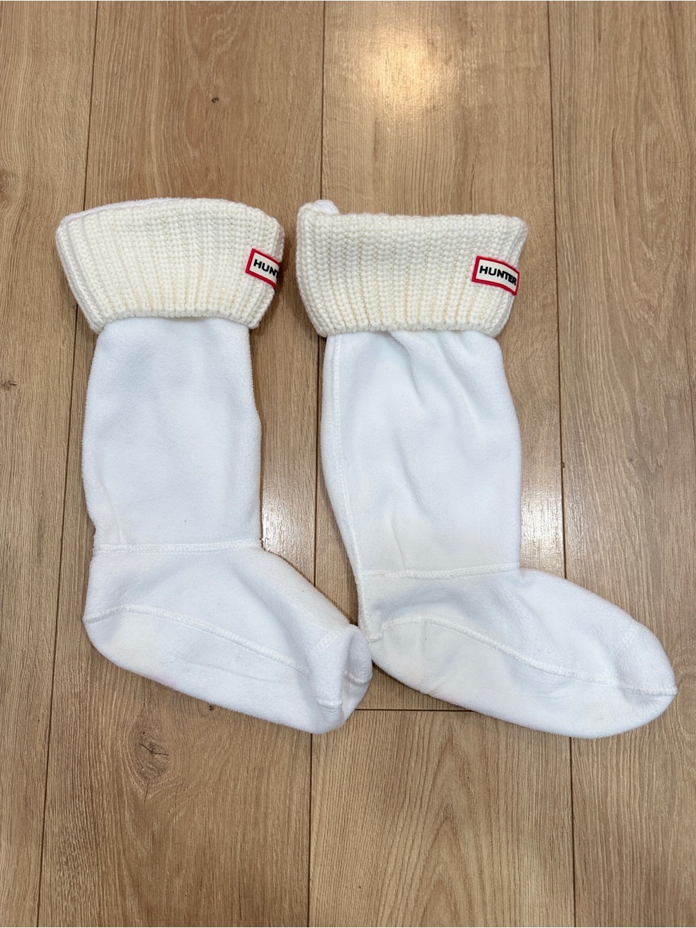 Hunter Women’s White Fleece Boot Socks with Knit Cuff